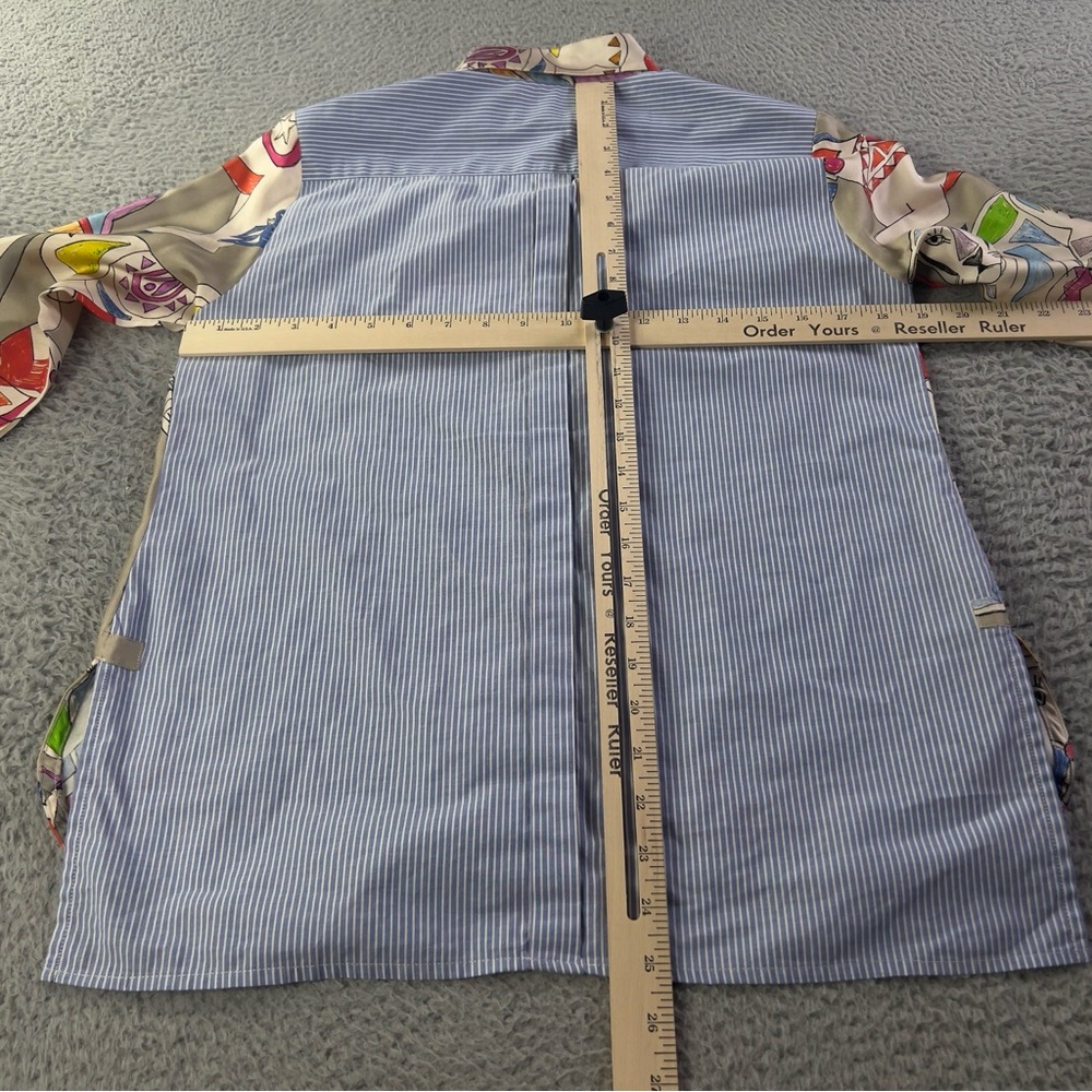 Vilagallo Top Womens 40 Multicolor Animals Stripe Button Up Summer Preppy Casual - Picture 5 of 7
